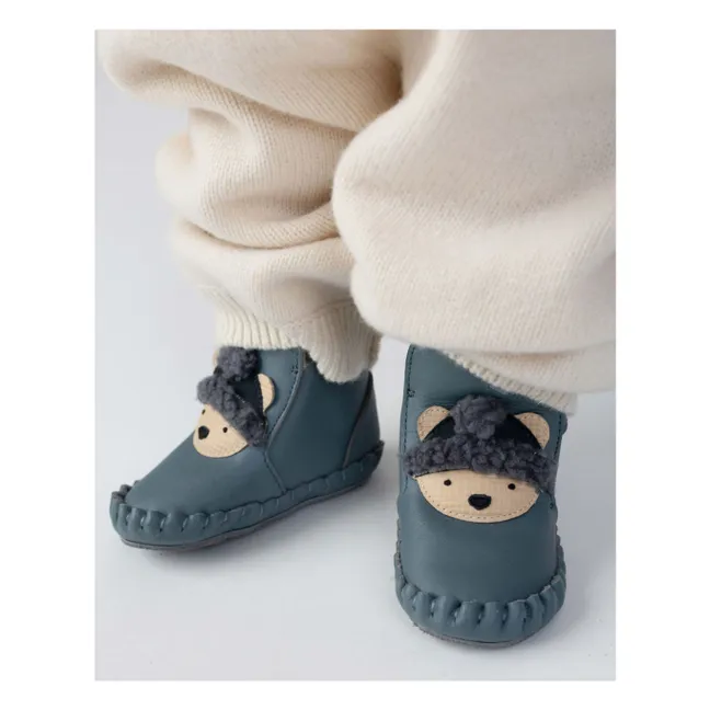 Junus Eisbär Hausschuhe | Graublau