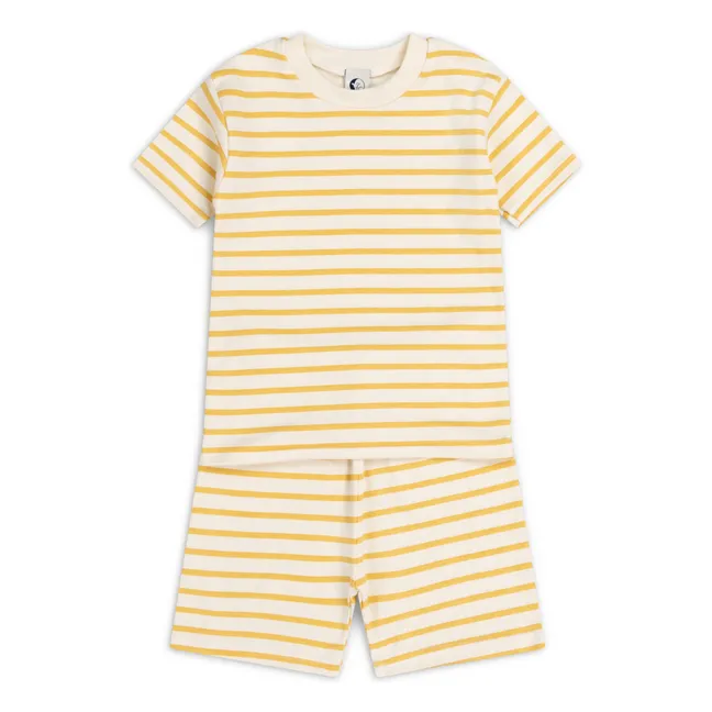 Pyjama Short Rayé Coton Bio | Caramel