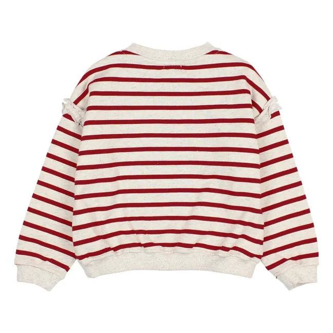 Sweat Girly Sailor Rayé Coton Bio | Rouge cerise