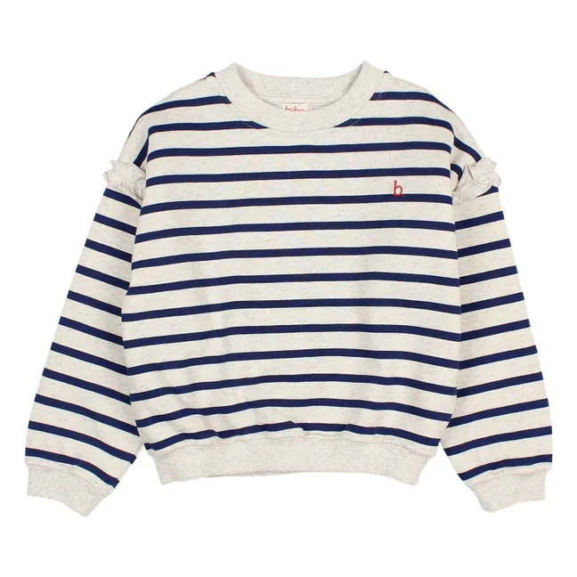 Sweat Girly Sailor Rayé Coton Bio | Bleu marine