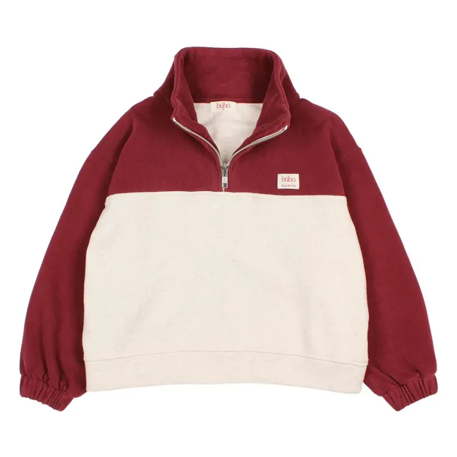 Sweat Col Camionneur Bicolore | Bordeaux