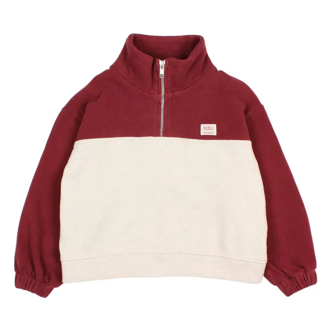 Sweat Col Camionneur Bicolore | Bordeaux