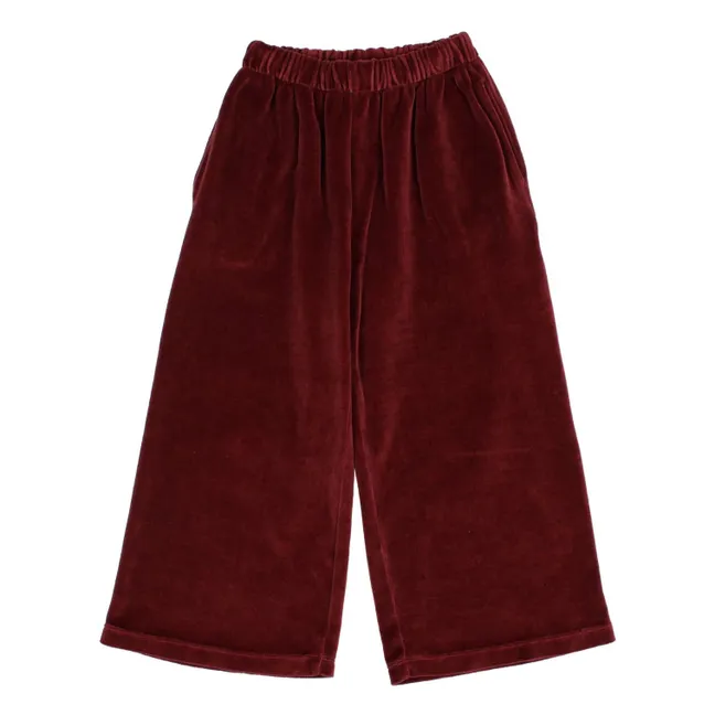 Pantalon Large Velours | Bordeaux
