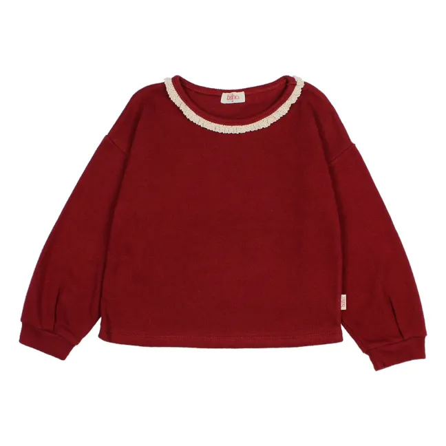 Girly ribbed T-shirt | Burgundy