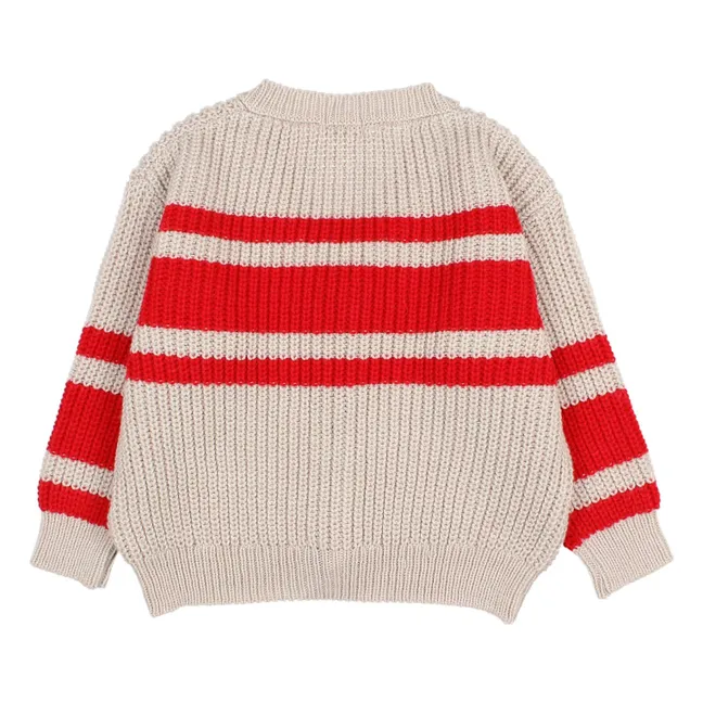 Cardigan Rayé | Rouge