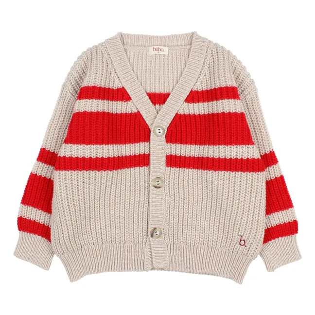 Cardigan Rayé | Rouge