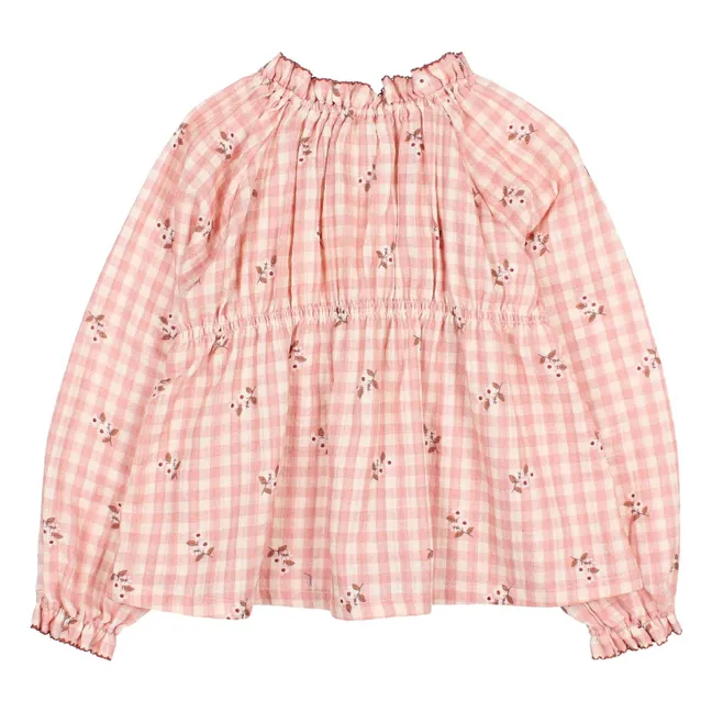 Blouse Vichy Fleurs | Rose