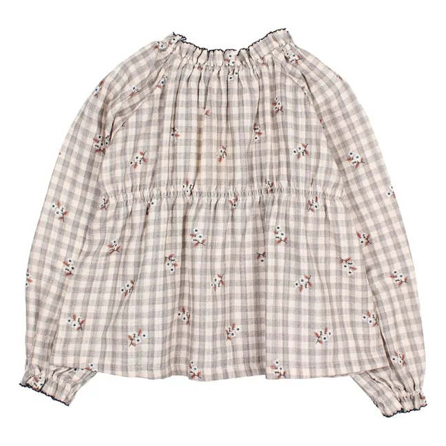 Blouse Vichy Fleurs | Gris