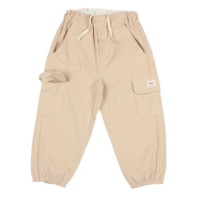 Pantalon Cargo Soft Velours Coton Bio | Sable