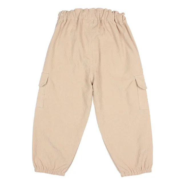 Pantalon Cargo Soft Velours Coton Bio | Sable