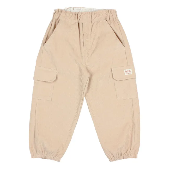 Pantalon Cargo Soft Velours Coton Bio | Sable