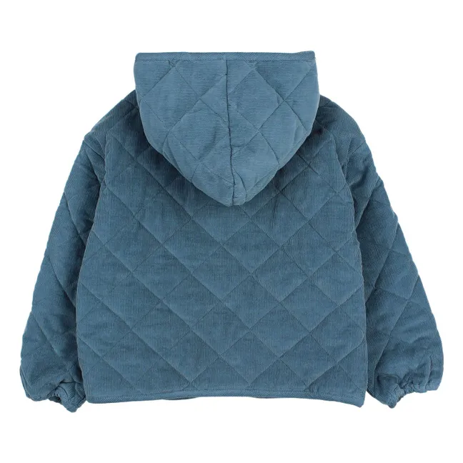 Veste Matelassée Soft Velours Coton Bio | Bleu horizon