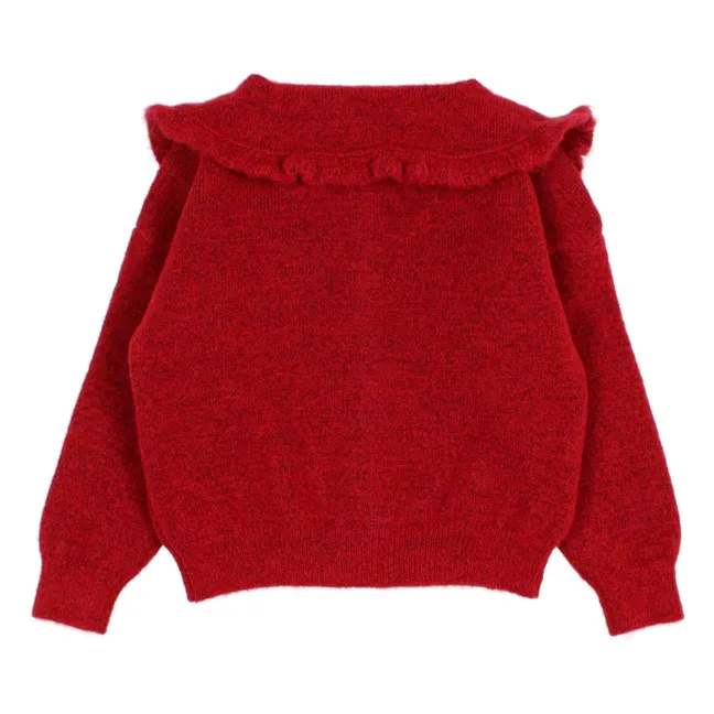 Cardigan Col Claudine Girly | Rouge cerise
