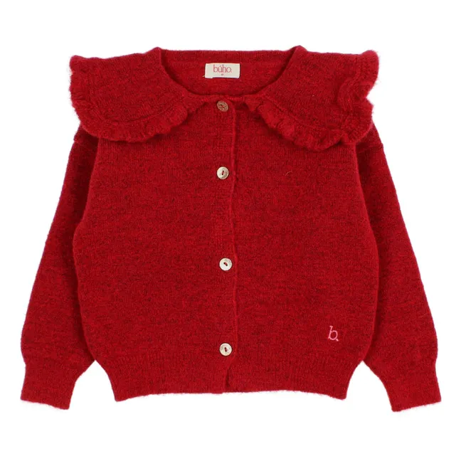 Girly Cardigan Col Claudine | Cherry red
