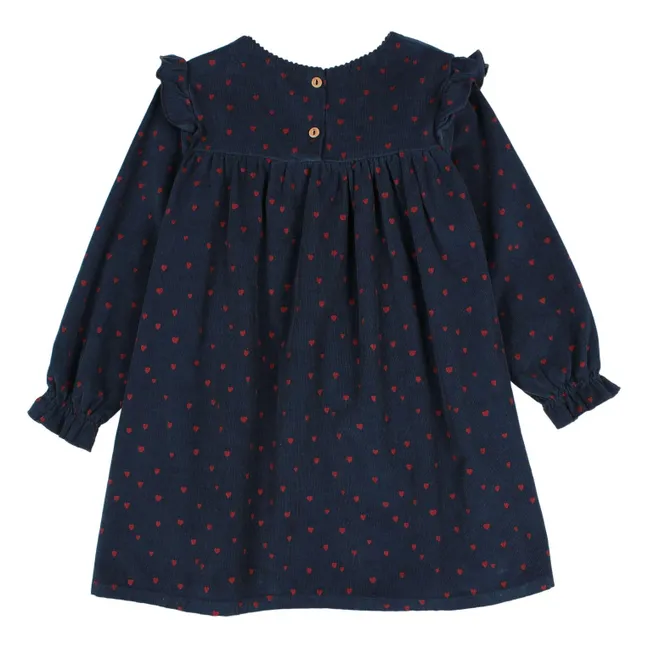 Ruffled Mini Hearts Dress | Navy blue