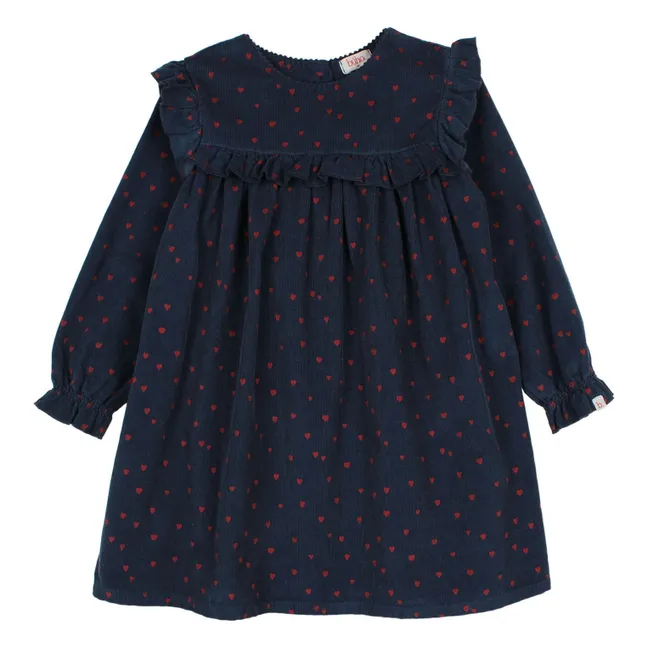 Ruffled Mini Hearts Dress | Navy blue