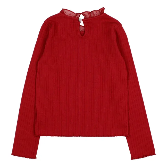 T-shirt Volants | Rouge cerise
