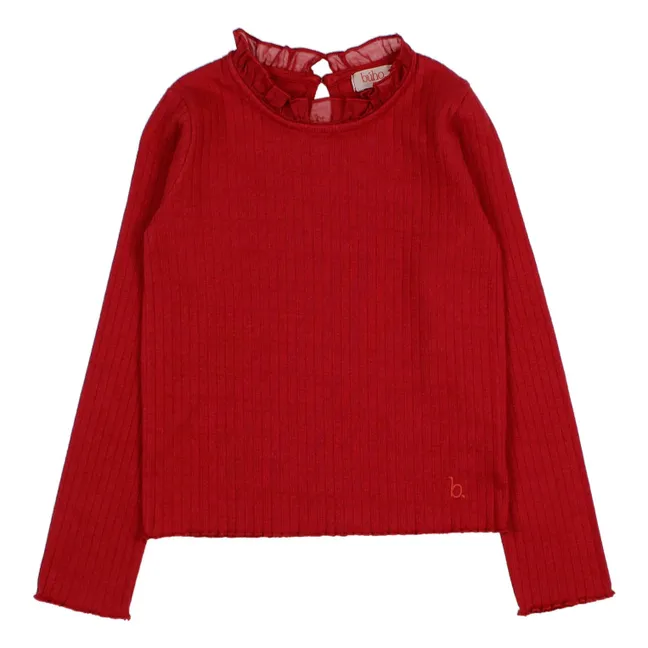 T-shirt Volants | Rouge cerise