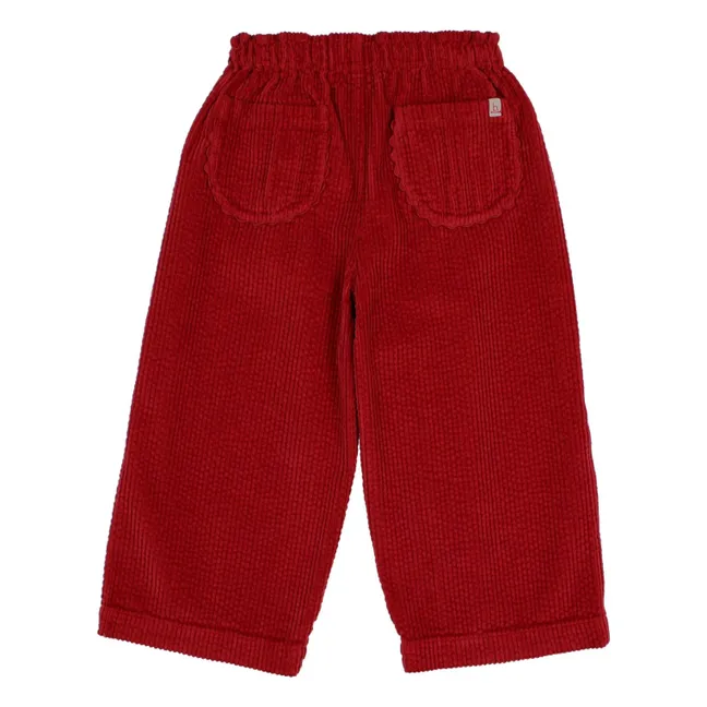 Pantalon Girly Velours Côtelé | Rouge cerise