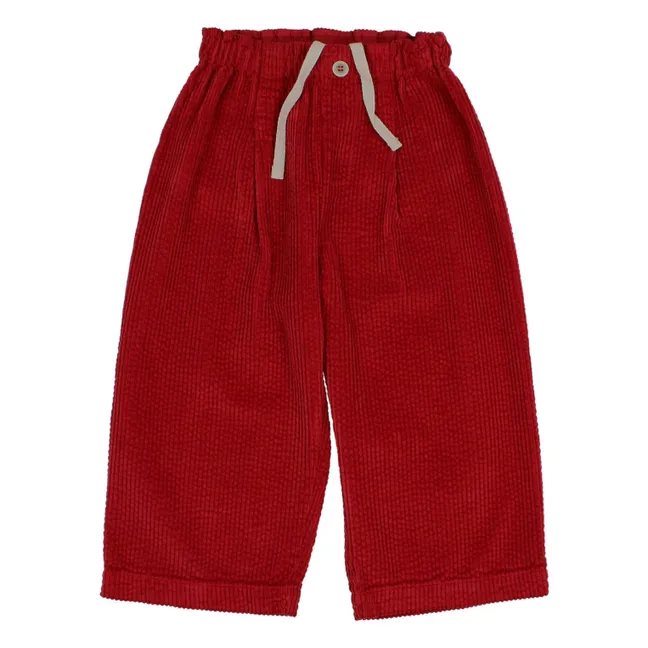 Pantalon Girly Velours Côtelé | Rouge cerise