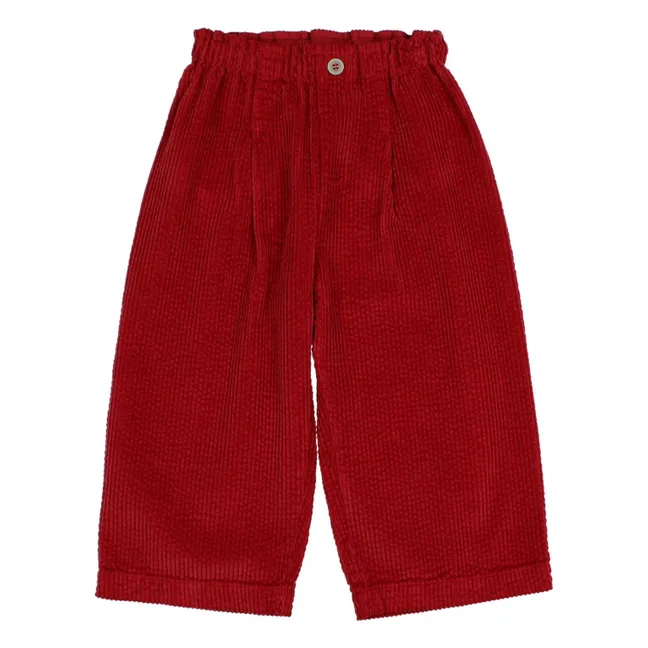 Pantalon Girly Velours Côtelé | Rouge cerise