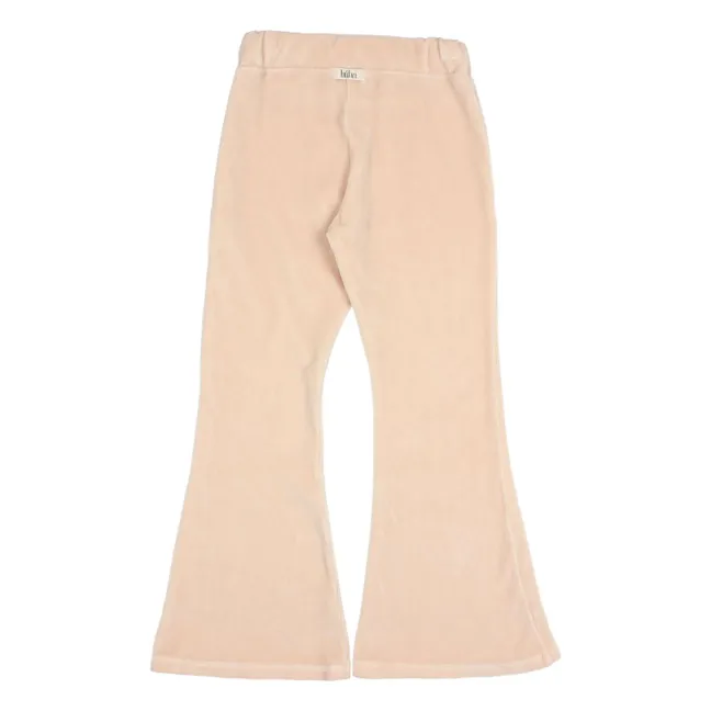 Legging Flare Coeur Velours Coton Bio | Pale Pink
