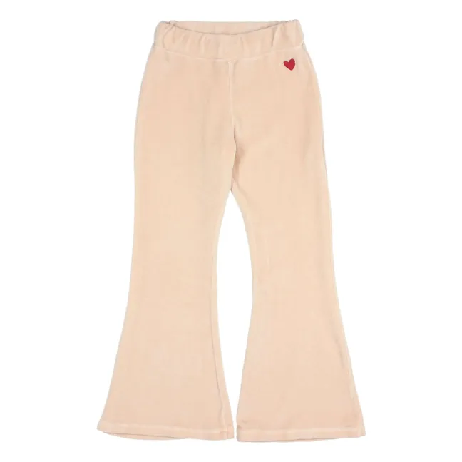 Legging Flare Coeur Velours Coton Bio | Pale Pink