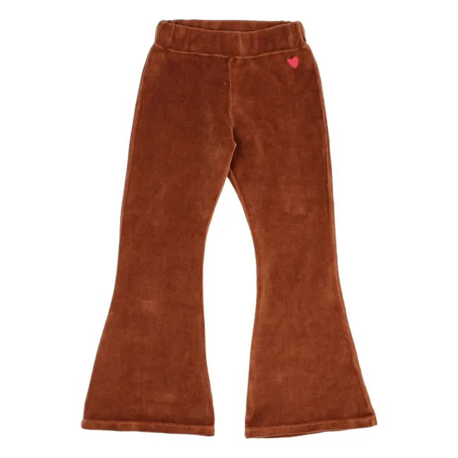 Legging Flare Coeur Velours Coton Bio | Russet