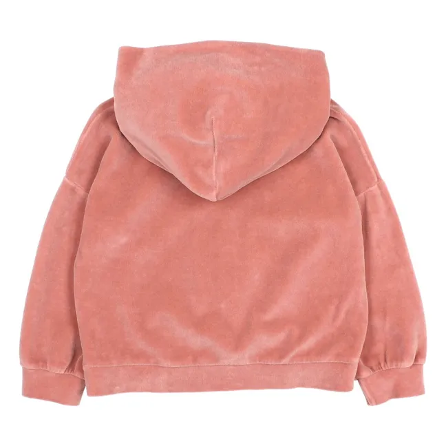 Sweat Capuche Cœur Velours | Rose