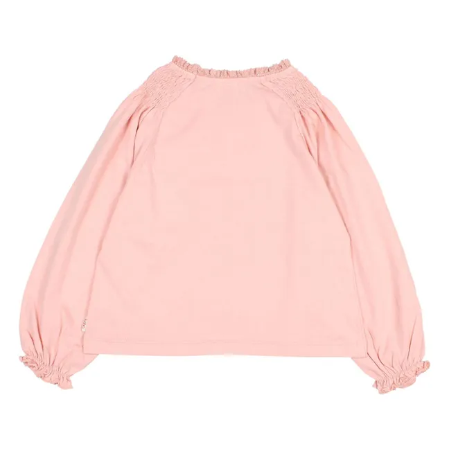 T-shirt Smocké Girly Coton Bio | Rose tendre