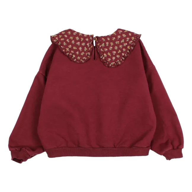 Sweat Col Claudine Fleuri Cottage Coton Bio | Bordeaux