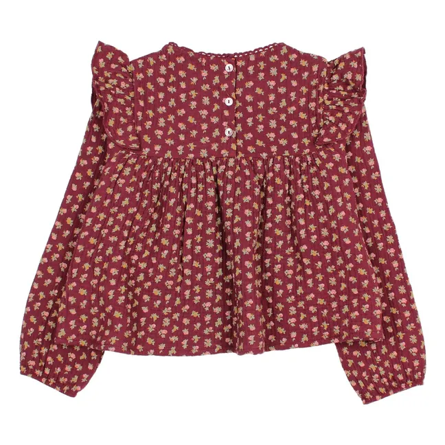 Blouse Cottage Fleurie Coton Bio | Bordeaux