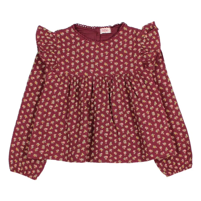 Blouse Cottage Fleurie Coton Bio | Bordeaux
