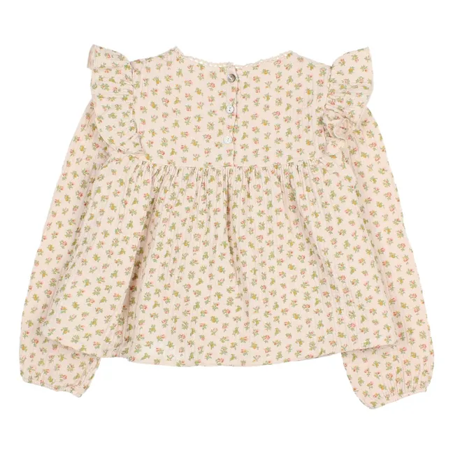Blouse Cottage Fleurie Coton Bio | Rose pâle
