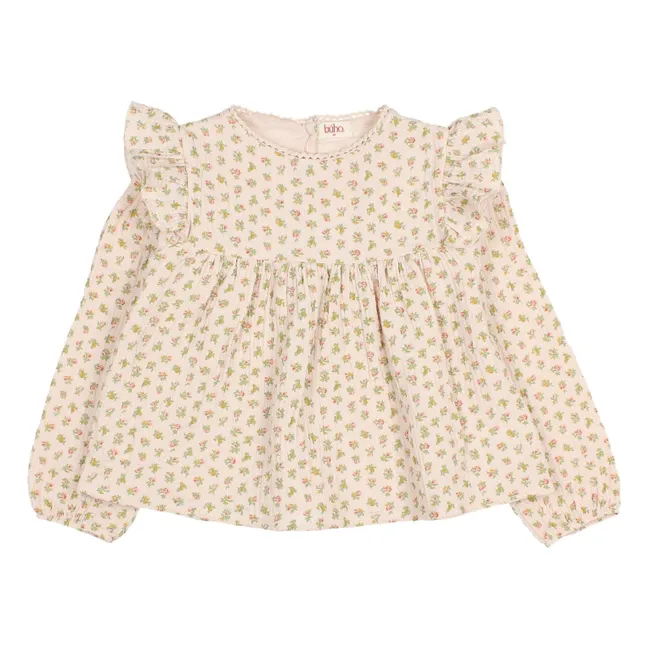 Blouse Cottage Fleurie Coton Bio | Rose pâle