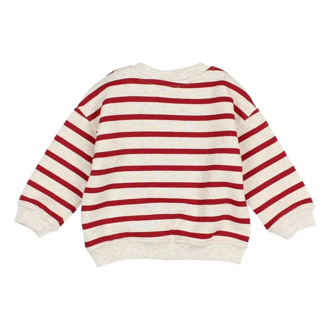 Sweat Sailor Rayé Coton Bio | Rouge cerise