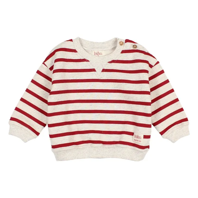 Sweat Sailor Rayé Coton Bio | Rouge cerise