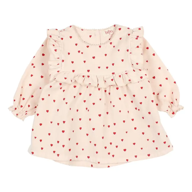 Robe Volants Mini Cœurs Bébé | Rose pâle