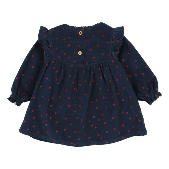 Ruffled Mini Baby Hearts Dress | Navy blue