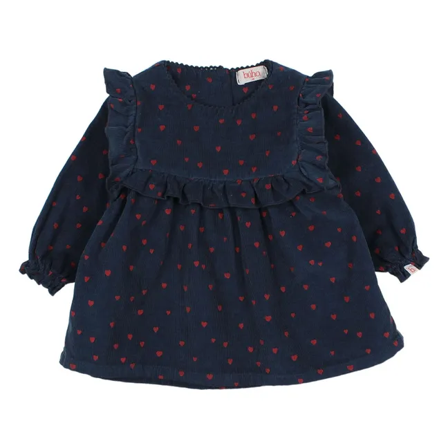 Ruffled Mini Baby Hearts Dress | Navy blue