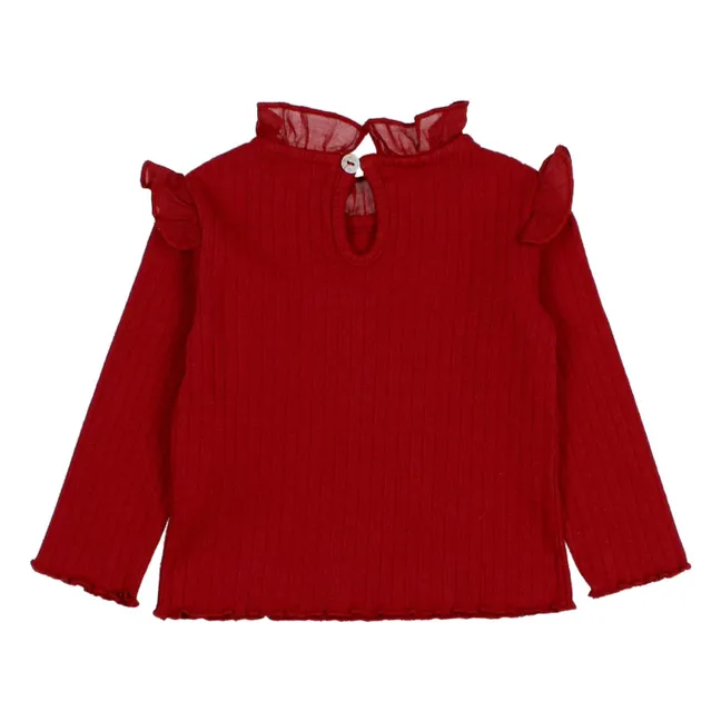 T-shirt Volants | Rouge cerise