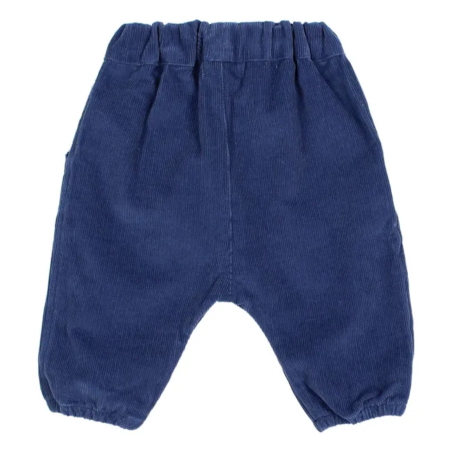 Soft Velours Organic Cotton Pants | Navy blue