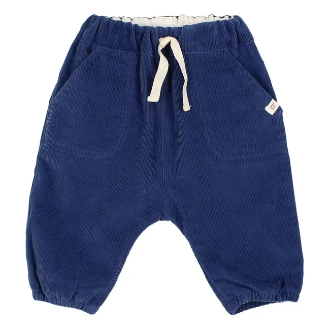 Soft Velours Organic Cotton Pants | Navy blue