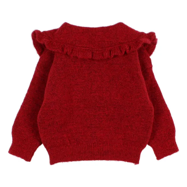 Cardigan Col Claudine Girly Bébé | Rouge cerise