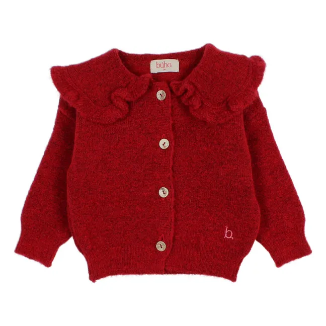Cardigan Col Claudine Girly Bébé | Rouge cerise