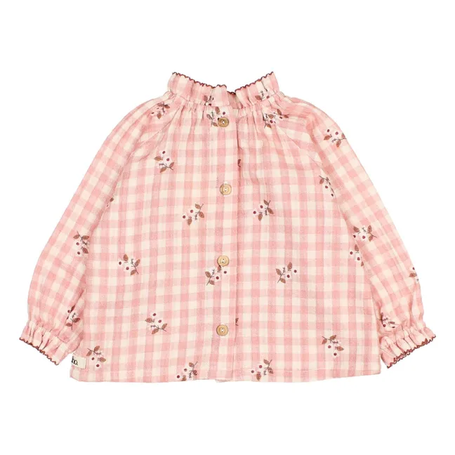 Blouse Feston Fleurs Vichy | Rose