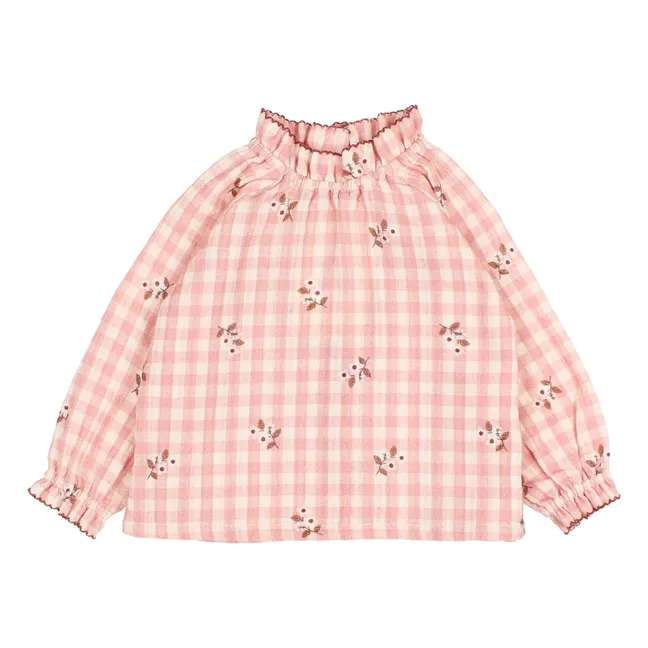 Blouse Feston Fleurs Vichy | Rose