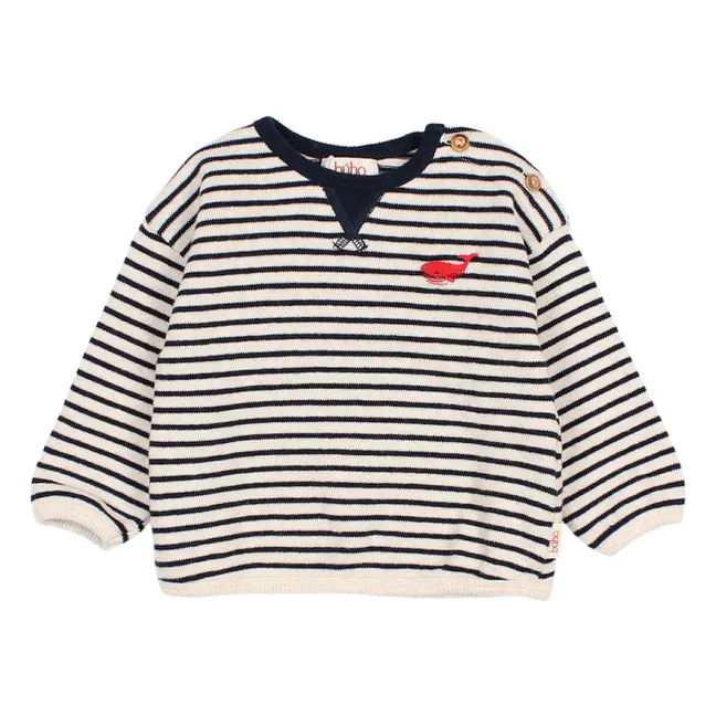 Striped Whale Sweater | Navy blue
