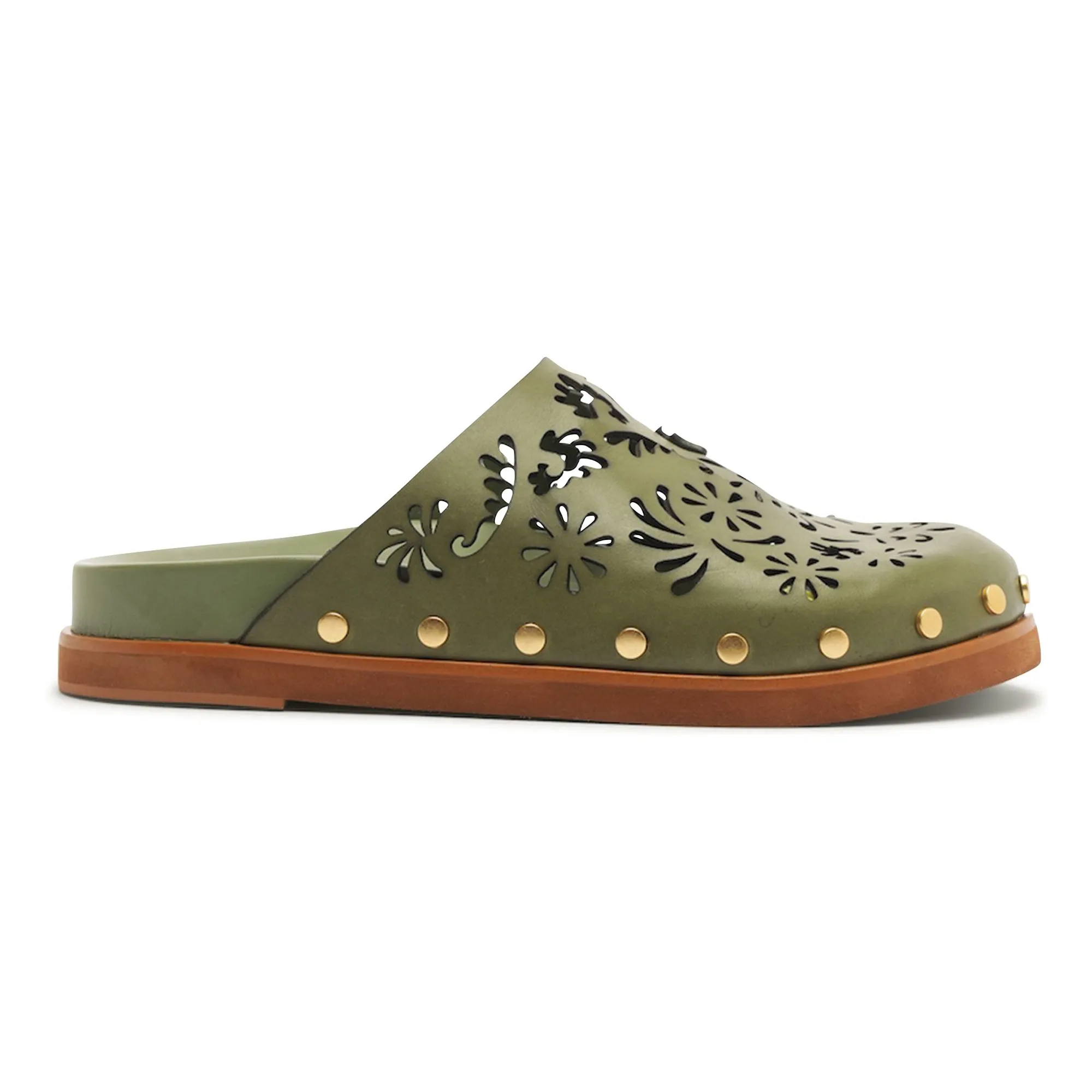 Mules Anatomic Cuir Ajouré | Kaki- Image produit n°0
