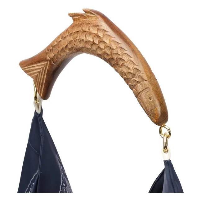 Satin Scarf Medium Bag | Navy blue
